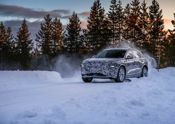 Eldrivna Audi Q6 e-tron vintertestas i norra Sverige