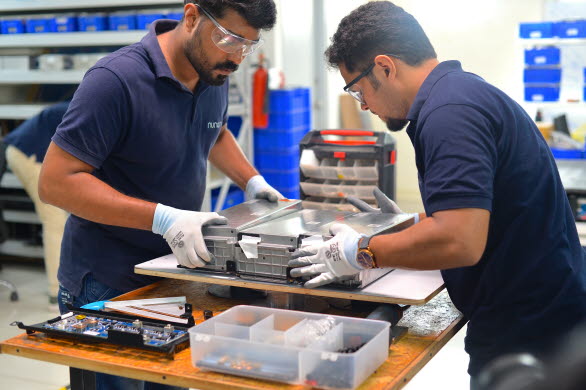Det ideella startup-företaget Nunam driver pilotprojektet med 2nd Life-batterier i Indien med stöd från Audi Environmental Foundation.